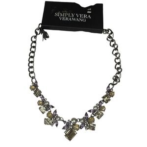 Simply Vera Vera Wang Gunmetal Crystal Pearl Floral Statement Necklace Purple